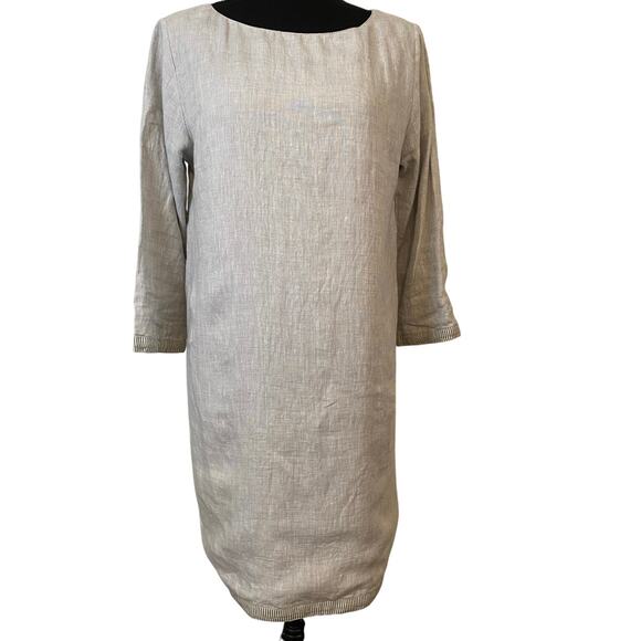 Roller Rabbit Womens Emiko Dress size Small Stone Gray 100%‎ Linen - Picture 1 of 9